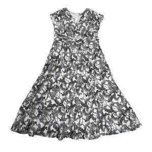 eShakti Fit & Flare All Over Zebra Print Maxi Dress Women's Plus 3X Black White